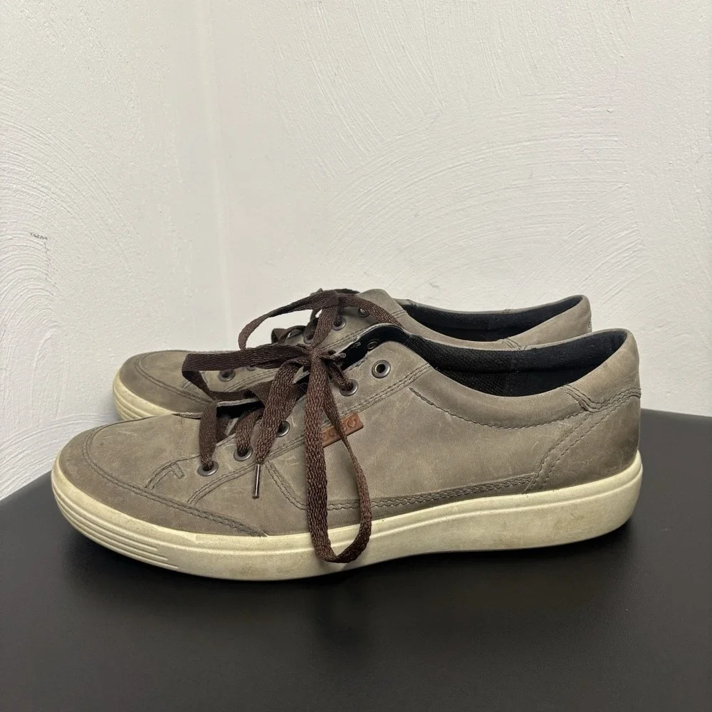 Ecco Soft 7  Men's Green/Brown Nubuck Leather Shoes‎ Casual Sneakers Size 10